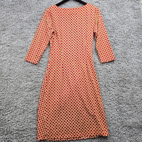 J McLaughlin Dress Womens Medium Pink Yellow Chain Link Ruched Side Catalina‎ - Picture 8 of 13